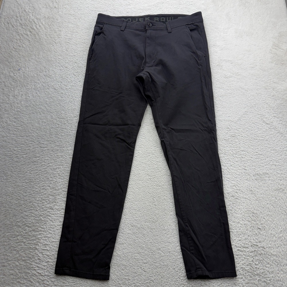Projek Raw Mens Classic Fit Black Twill Chino Trousers Pants Size 34